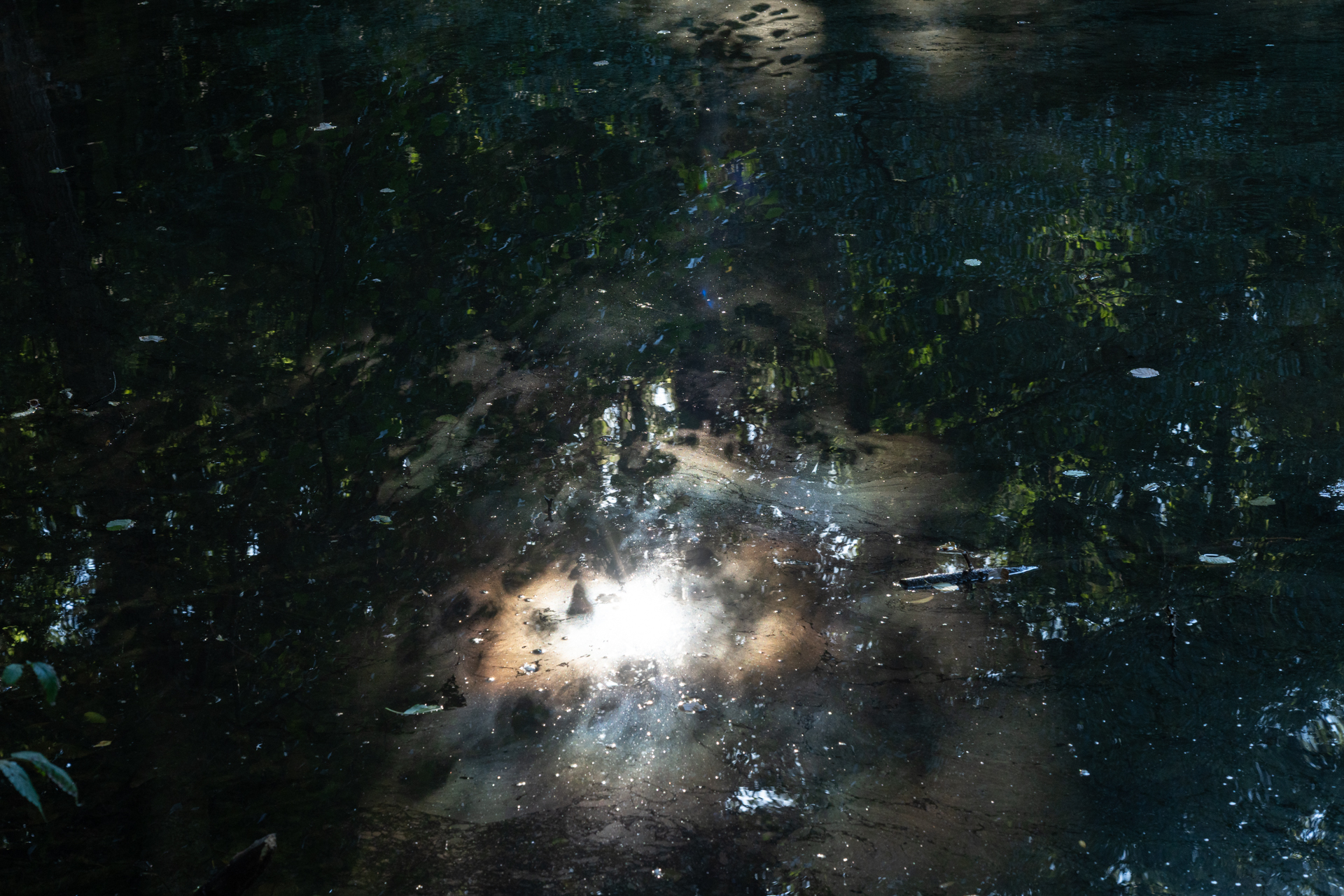 Spiegelung von Sonnenstrahlen auf Wasseroberfläche